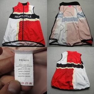 Primal Cycling Vest Unisex 3XL Red Happy Trail Heart Cycle Back Pockets Full Zip